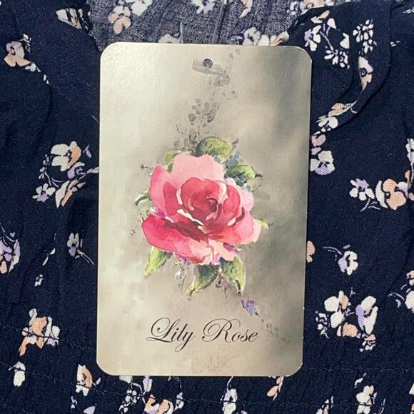 Lily Rose Navy Blue Floral Smocked Dress Size M NWT - Picture 4 of 9